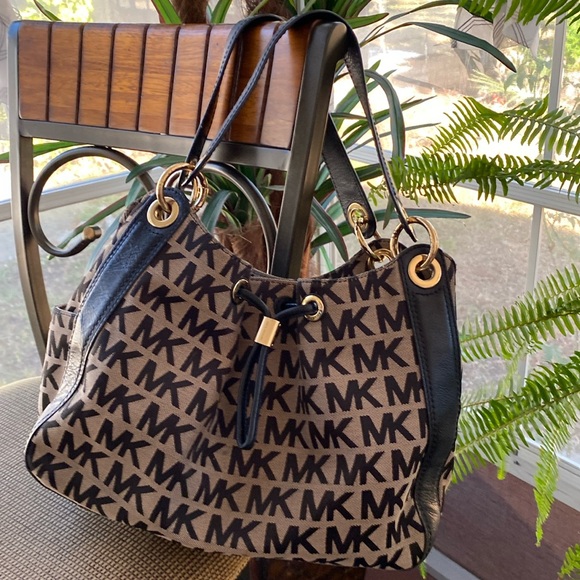 Michael Kors Brown and Black MK Logo Shoulder Bag - Picture 8 of 8